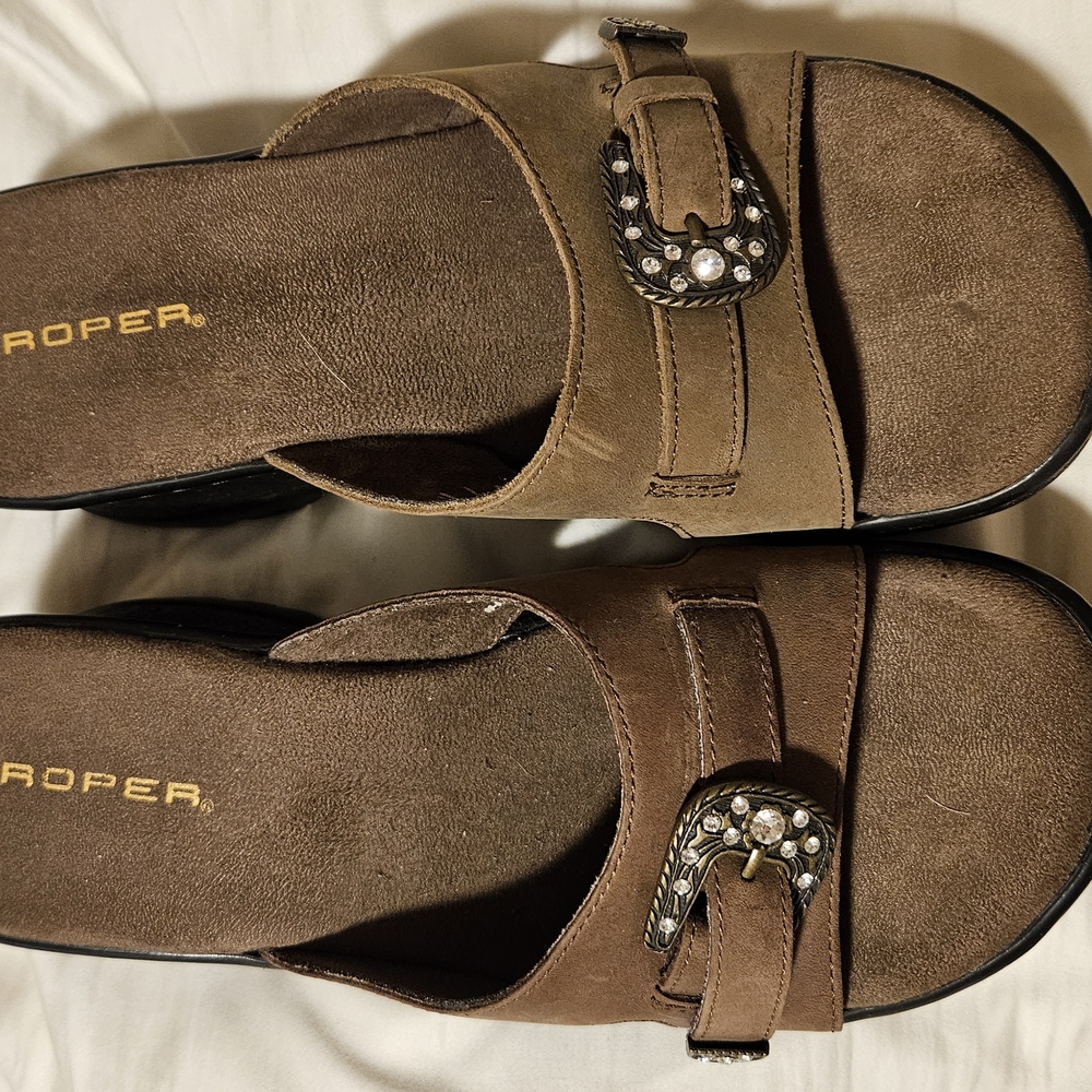 Roper Brown Mules with Decorative Studs